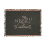 Vegan Heavy Metal Logo Woven Blanket | Plant Leaf Design - ConsciousValues