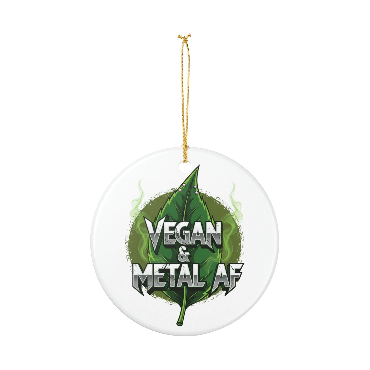 Vegan & Metal AF Leaf Graphic Ornament | Ceramic Decoration Ornament - ConsciousValues