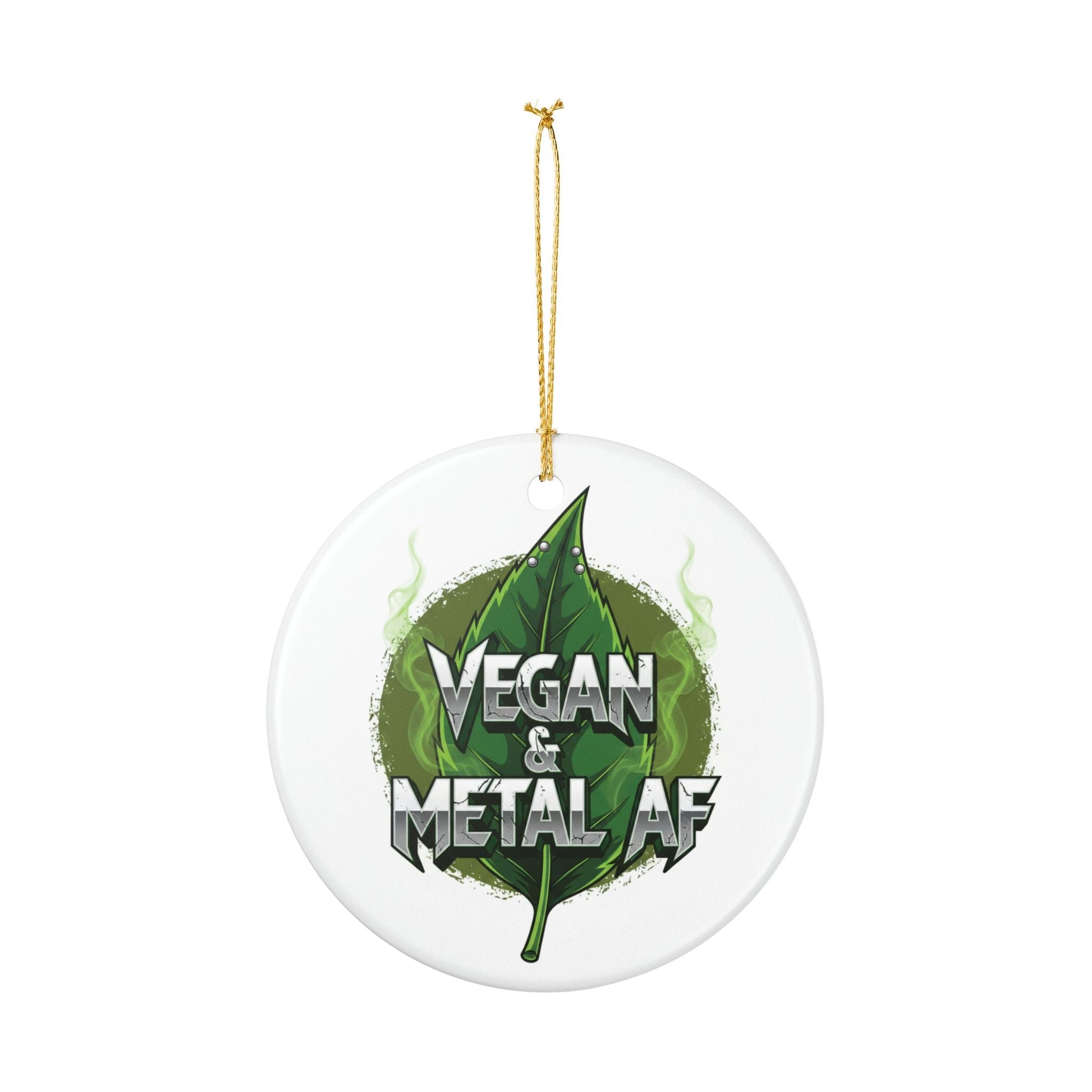 Vegan & Metal AF Leaf Graphic Ornament | Ceramic Decoration Ornament - ConsciousValues