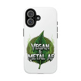 Vegan & Metal AF Tough Phone Case | Leaf Graphic, Green Grunge - ConsciousValues