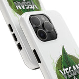 Vegan & Metal AF Tough Phone Case | Leaf Graphic, Green Grunge - ConsciousValues
