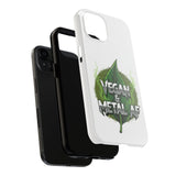 Vegan & Metal AF Tough Phone Case | Leaf Graphic, Green Grunge - ConsciousValues