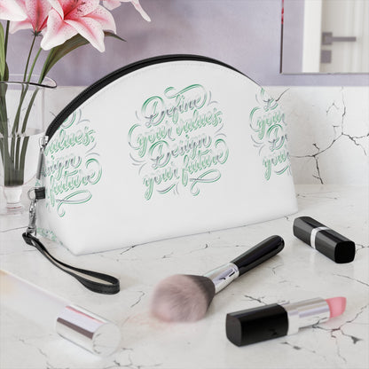 Vegan Slogan Makeup Bag — Mint Calligraphy Cosmetic Pouch (Personalize Your Design) - ConsciousValues