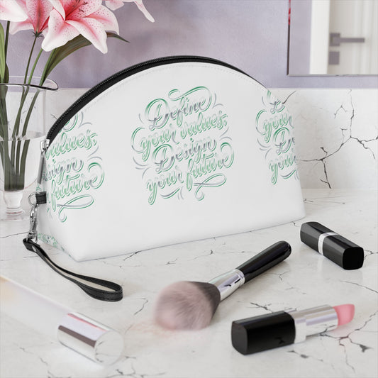 Vegan Slogan Makeup Bag — Mint Calligraphy Cosmetic Pouch (Personalize Your Design) - ConsciousValues