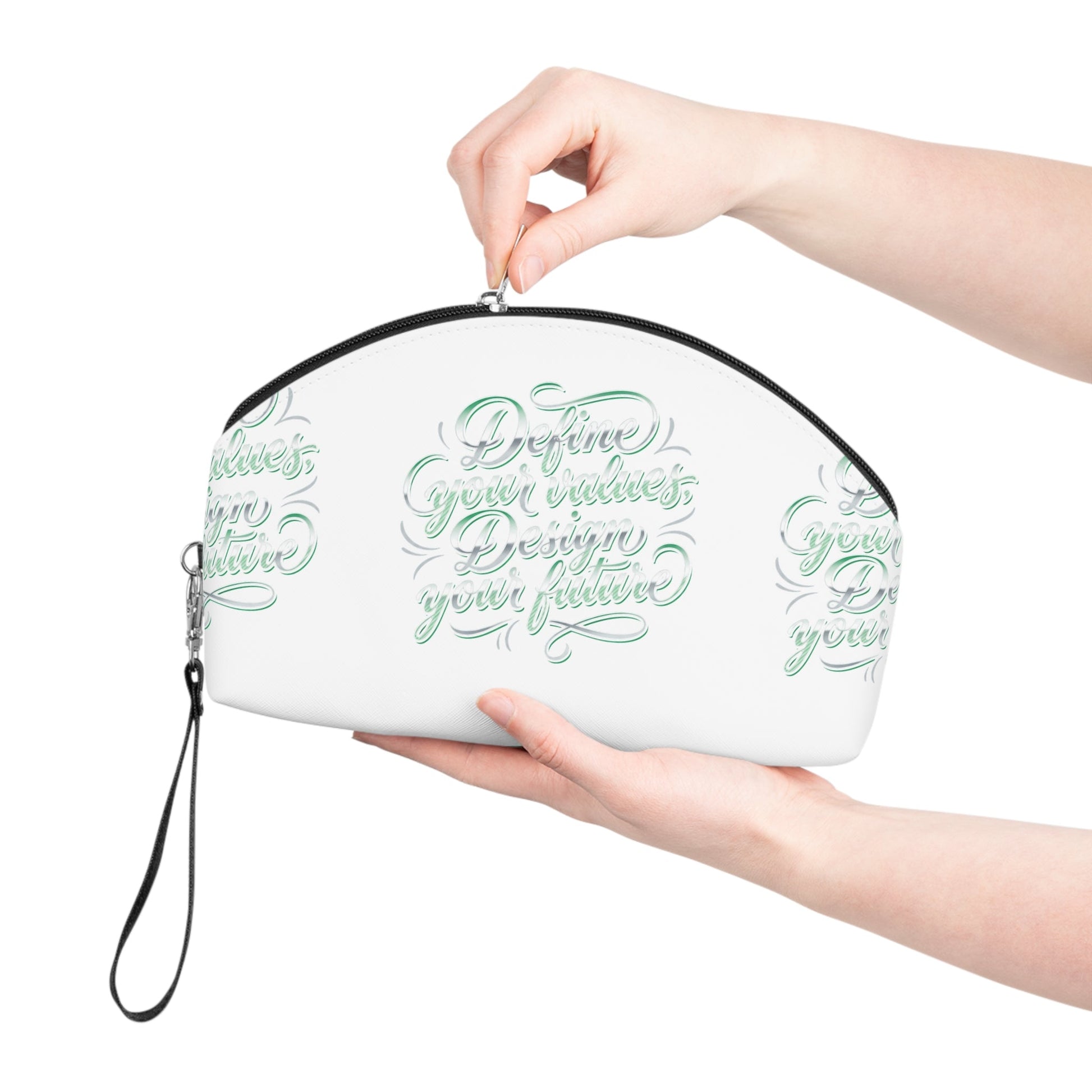 Vegan Slogan Makeup Bag — Mint Calligraphy Cosmetic Pouch (Personalize Your Design) - ConsciousValues