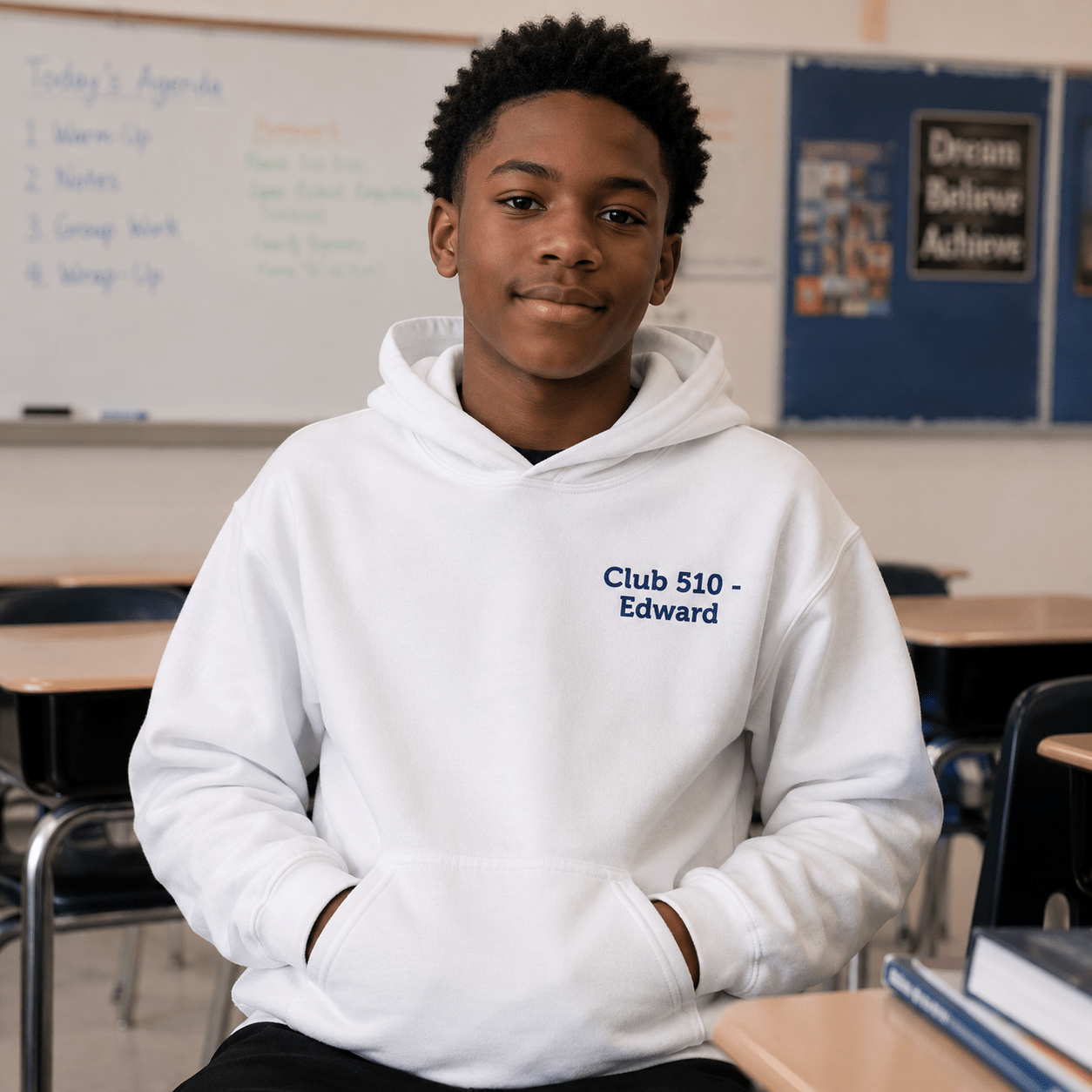Youth Hoodie - Personalize it Yourself - Minimal Chest Script Hooded Sweatshirt - ConsciousValues
