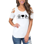 New Peace Love Vegan Woman's Tees With Shoulder Cut Outs! - ConsciousValues