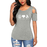 New Peace Love Vegan Woman's Tees With Shoulder Cut Outs! - ConsciousValues