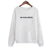 Vegan Sweatshirt with "Eat More Plants" Message for Women! - ConsciousValues