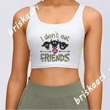 Women's Short Tank Top With "I DON'T EAT MY FRIENDS" Vegan Slogan! - ConsciousValues